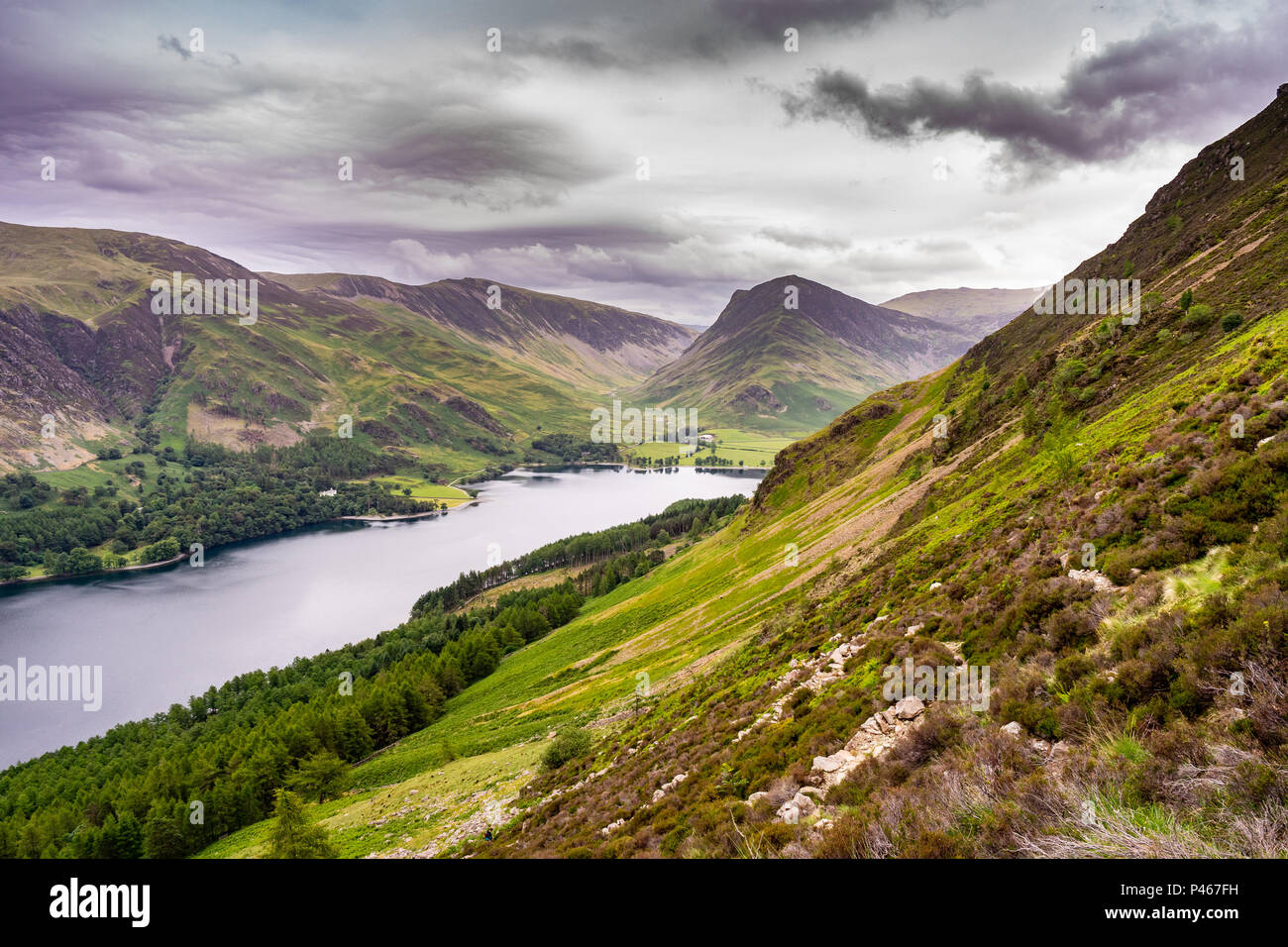 Fleetwith Pike dal vecchio Burtness, Lake District. Foto Stock
