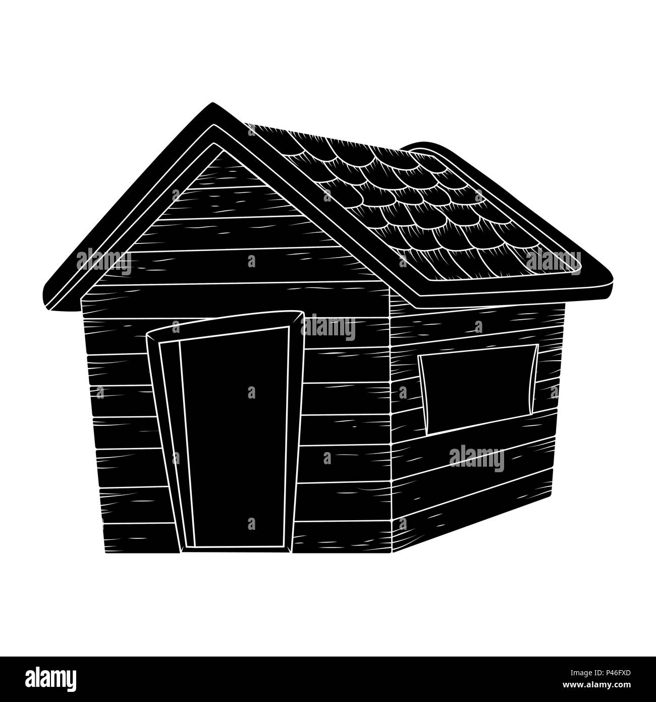 Casa in legno silhouette design vettore isolato su bianco Illustrazione Vettoriale