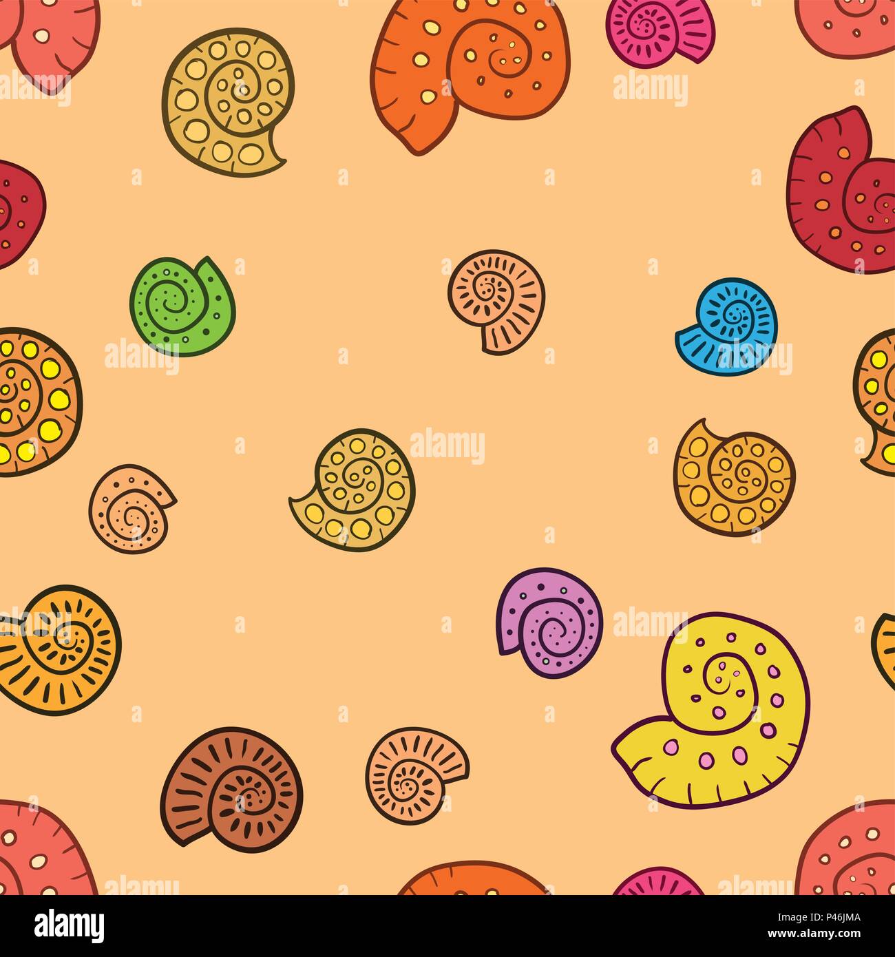 Conchiglie colorate. Modello senza giunture. Illustrazione Vettoriale. Illustrazione Vettoriale