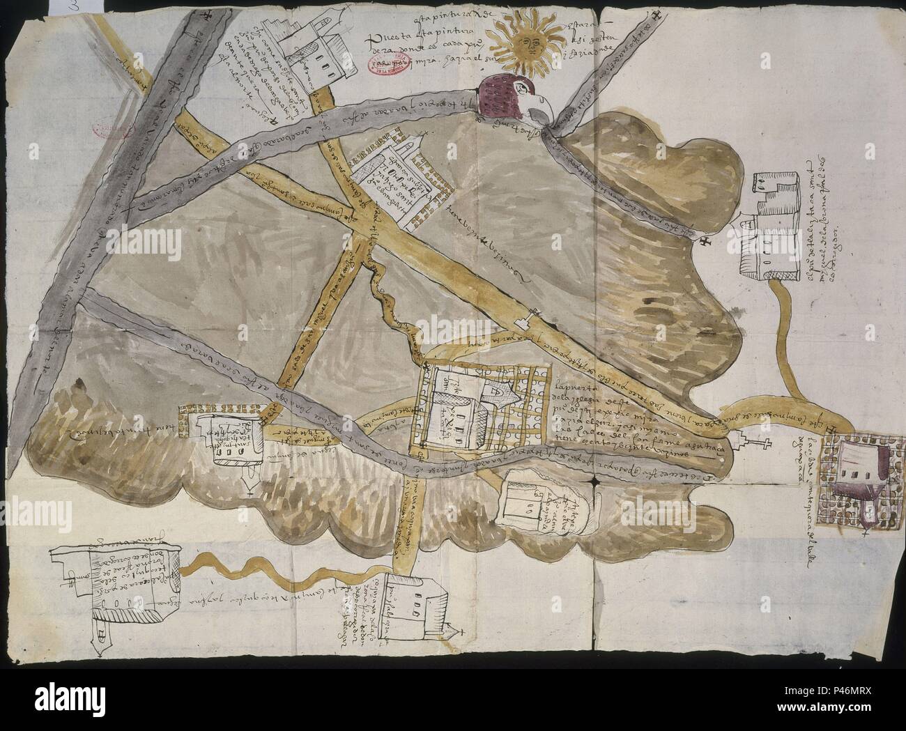 MAPA DE PUEBLO IZTILAPAXIC-ANTEQUERA-valle de GU. Posizione: Academia de la historia-COLECCION, MADRID, Spagna. Foto Stock