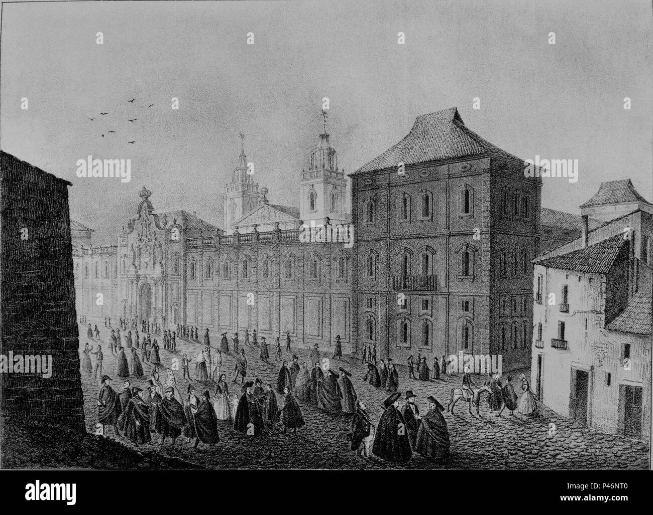 GRABADO DE LA UNIVERSIDAD DE CERVERA - SIGLO XIX. Autore: Francisco Javier Parcerisa (1803-1875). Posizione: Museo Romantico-GRABADO, MADRID, Spagna. Foto Stock