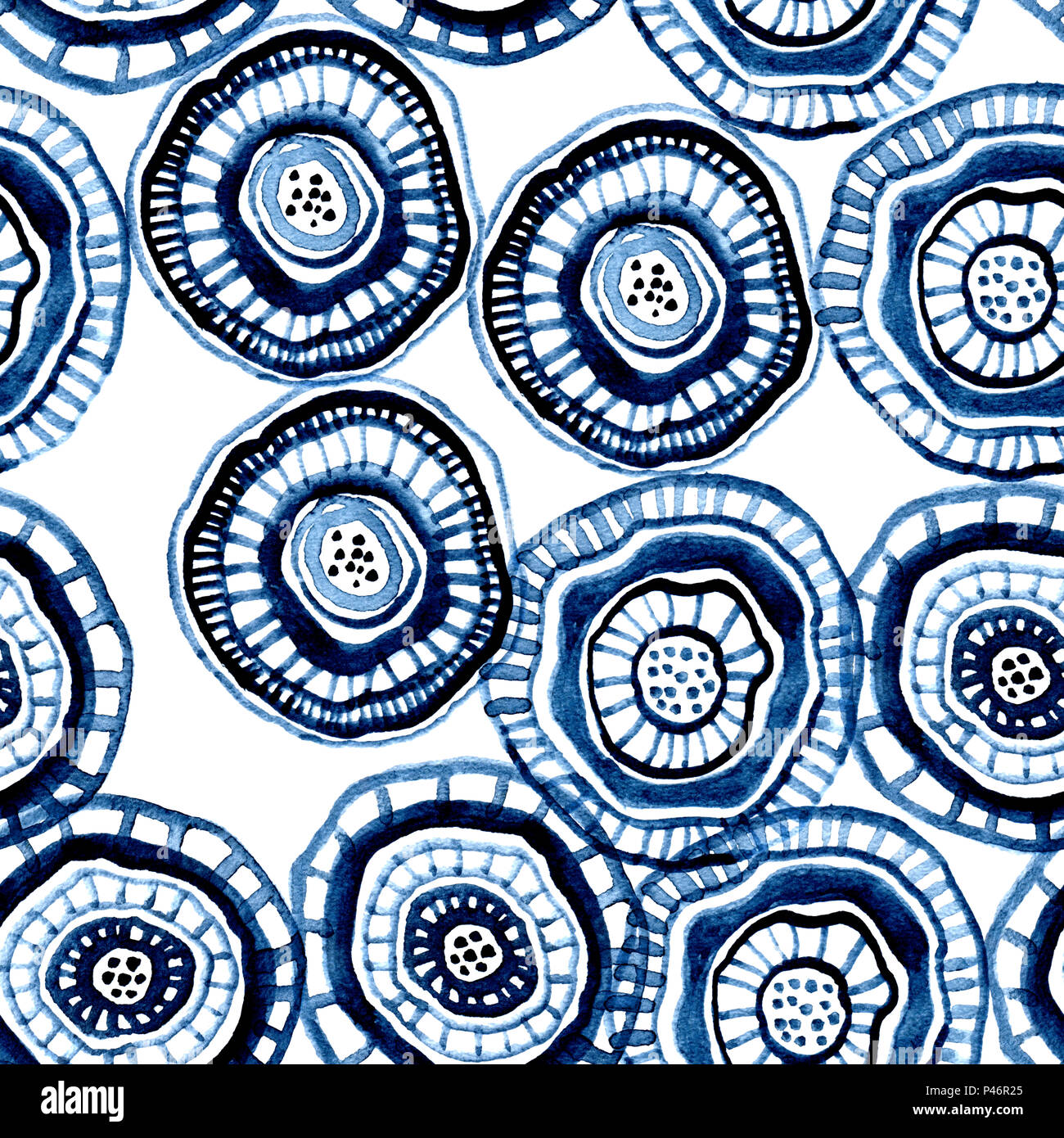 Seamless disegno ad acquerello con fiori aborigene Foto Stock