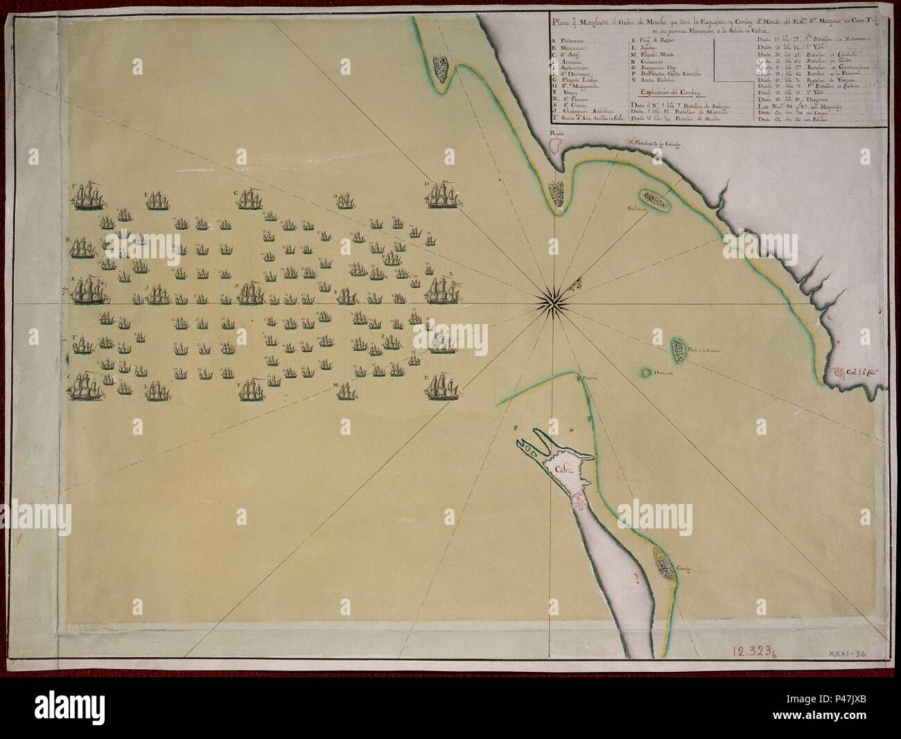 PLANO DE MARCHA DE ESCUADRA DEL MQ CASA TILLY EN CADIZ. Posizione: MUSEO NAVAL / MINISTERIO DE MARINA, MADRID, Spagna. Foto Stock