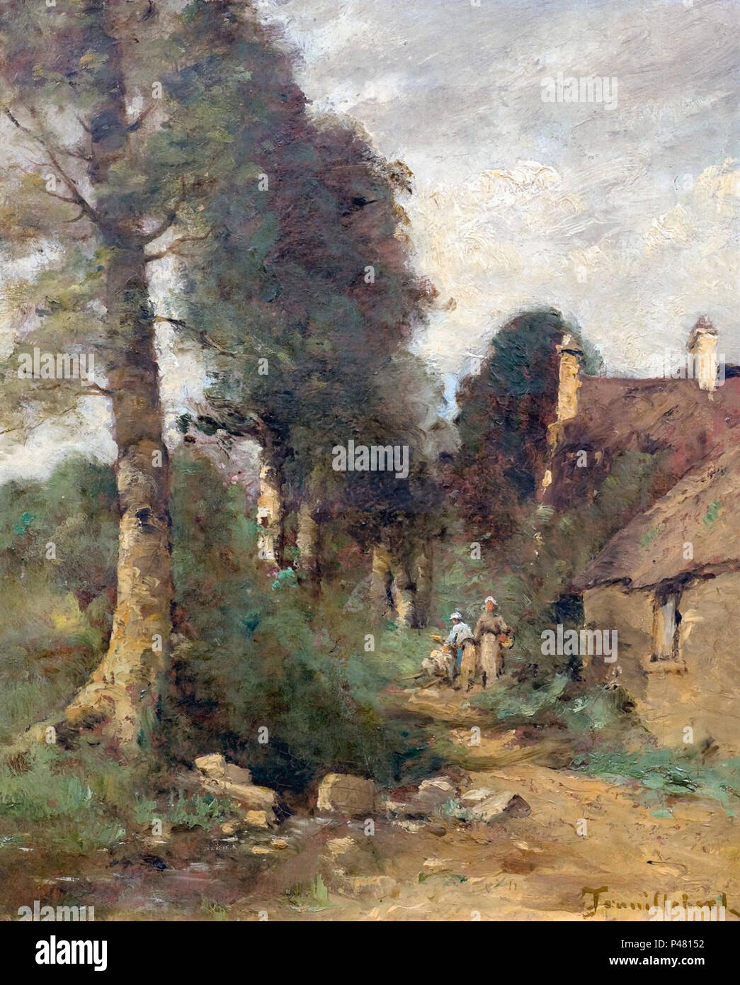 Trouillebert Paul Désiré - le figure in un villaggio al margine della foresta Foto Stock