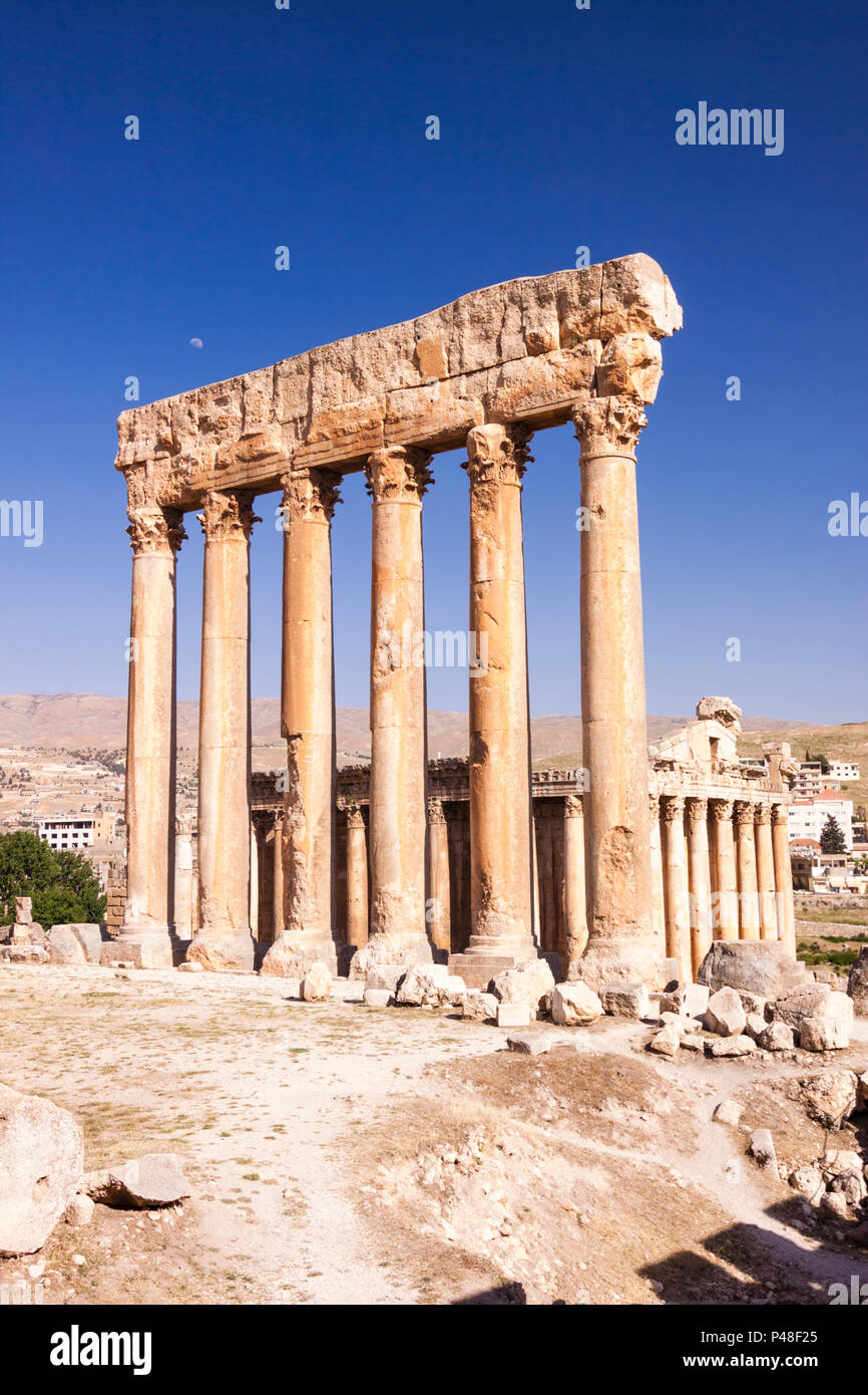 Baalbek, Libano : UNESCO - Sito Patrimonio dell'umanità di le rovine dei templi di Giove e di Bacco (150 D.C. al 250 D.C.) a Baalbek Heliopolis romano. Foto Stock