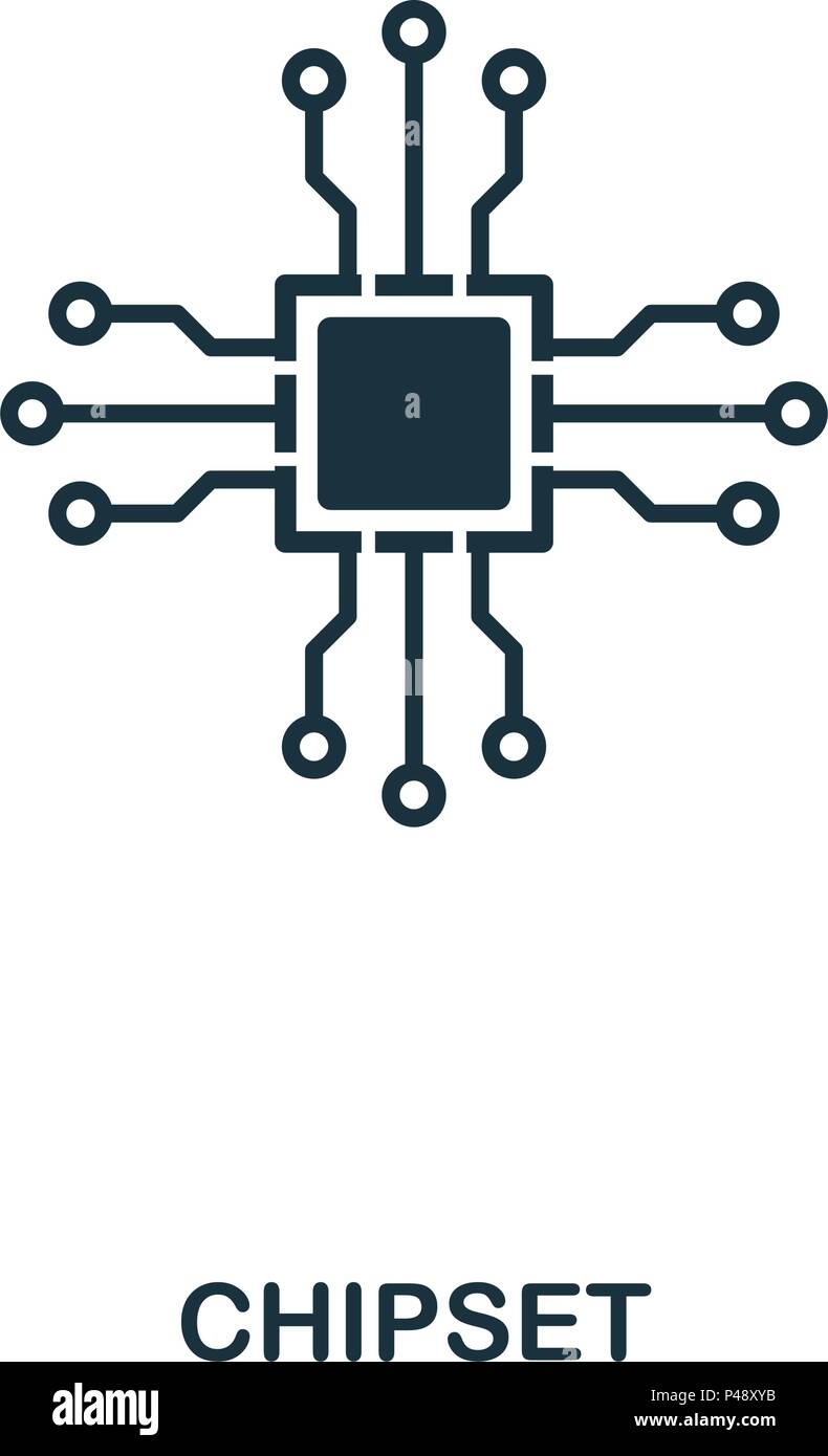 Icona del chipset. Linea di icona di stile design. UI. Illustrazione dell'icona del chipset. Pittogramma isolato su bianco. Pronto per l'uso nella progettazione web, applicazioni software, stampa. Illustrazione Vettoriale