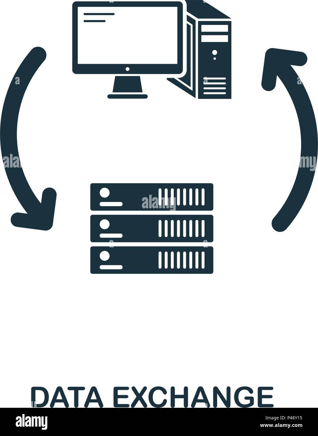 I dati del server di Exchange e la relativa icona. Linea di icona di stile design. UI. Illustrazione dei dati del server exchange icona. Pittogramma isolato su bianco. Pronto per l'uso nella progettazione web, applicazioni software, stampa. Illustrazione Vettoriale