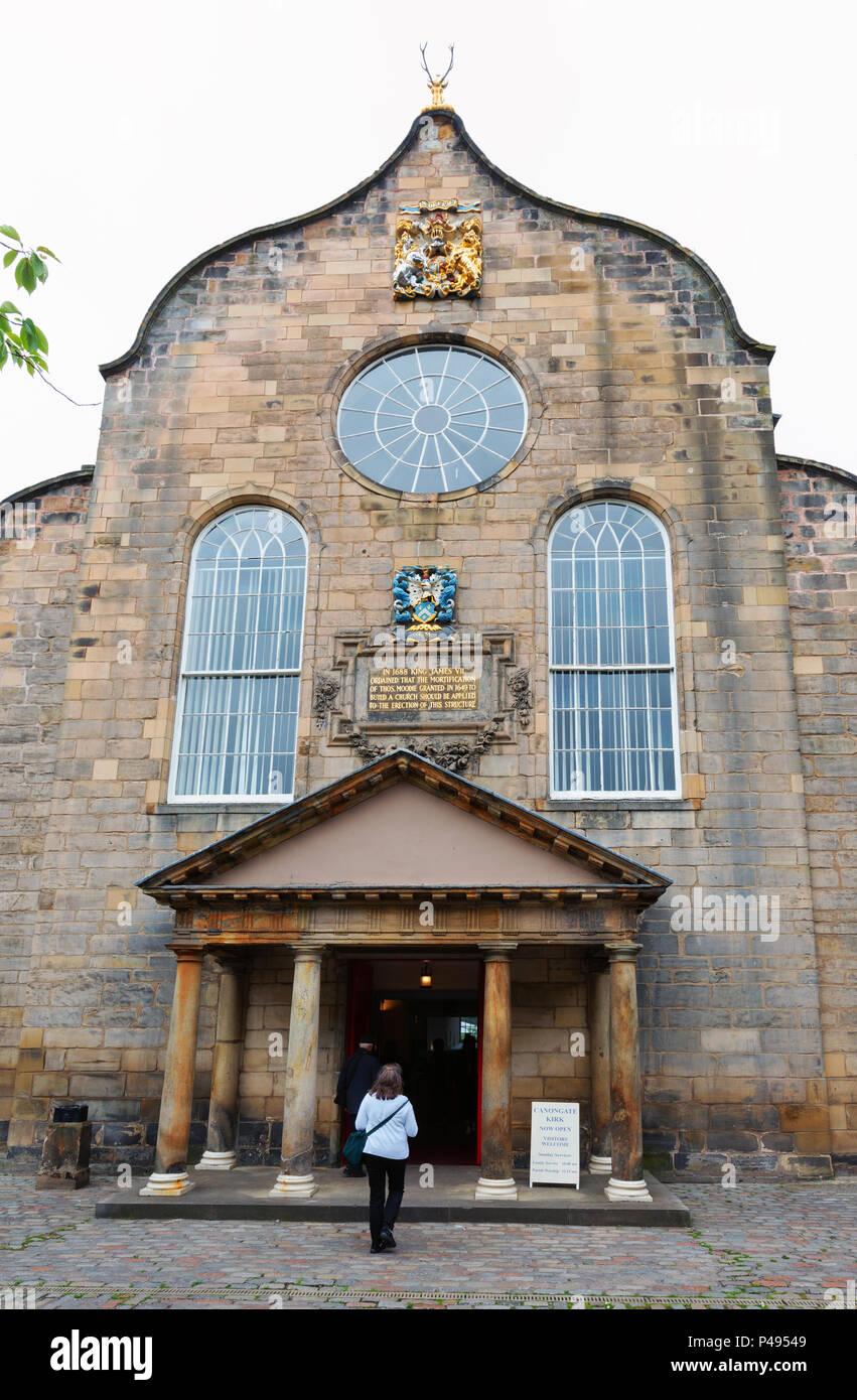 Kirk della Canongate o Canongate Kirk, Chiesa di Scozia, Edimburgo, Scozia UK Foto Stock