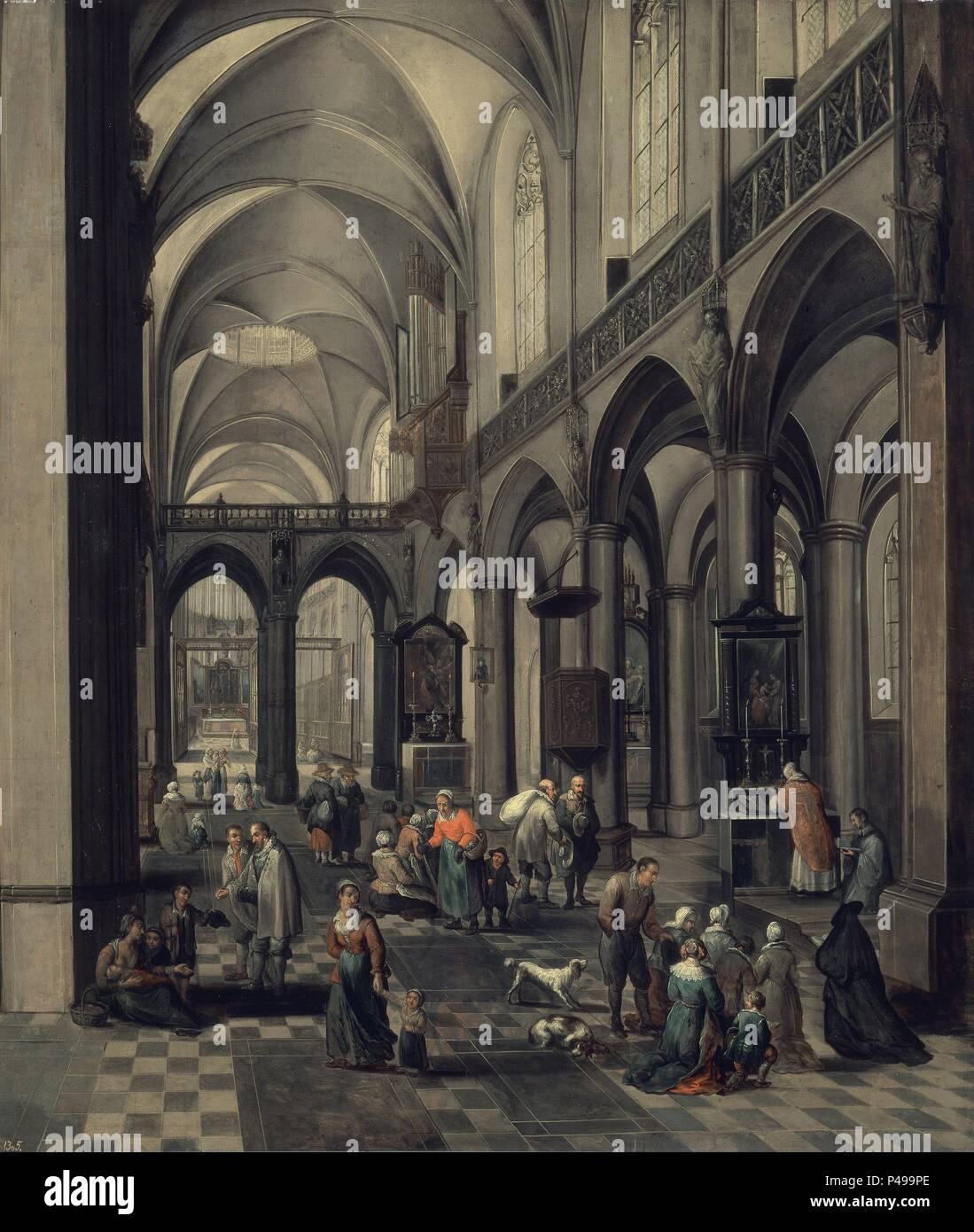 INTERIOR DE UNA IGLESIA FLAMENCA - siglo XVII - OLEO/TABLA - 84 x 72 cm - NP 1599 - ESCUELA FLAMENCA. Autore: Pieter Neefs il sambuco (c. 1578-c. 1656). Posizione: Il MUSEO DEL PRADO-PINTURA, MADRID, Spagna. Foto Stock