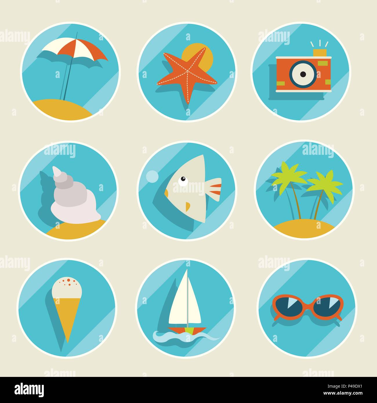 Set di elementi di estate Illustrazione Vettoriale