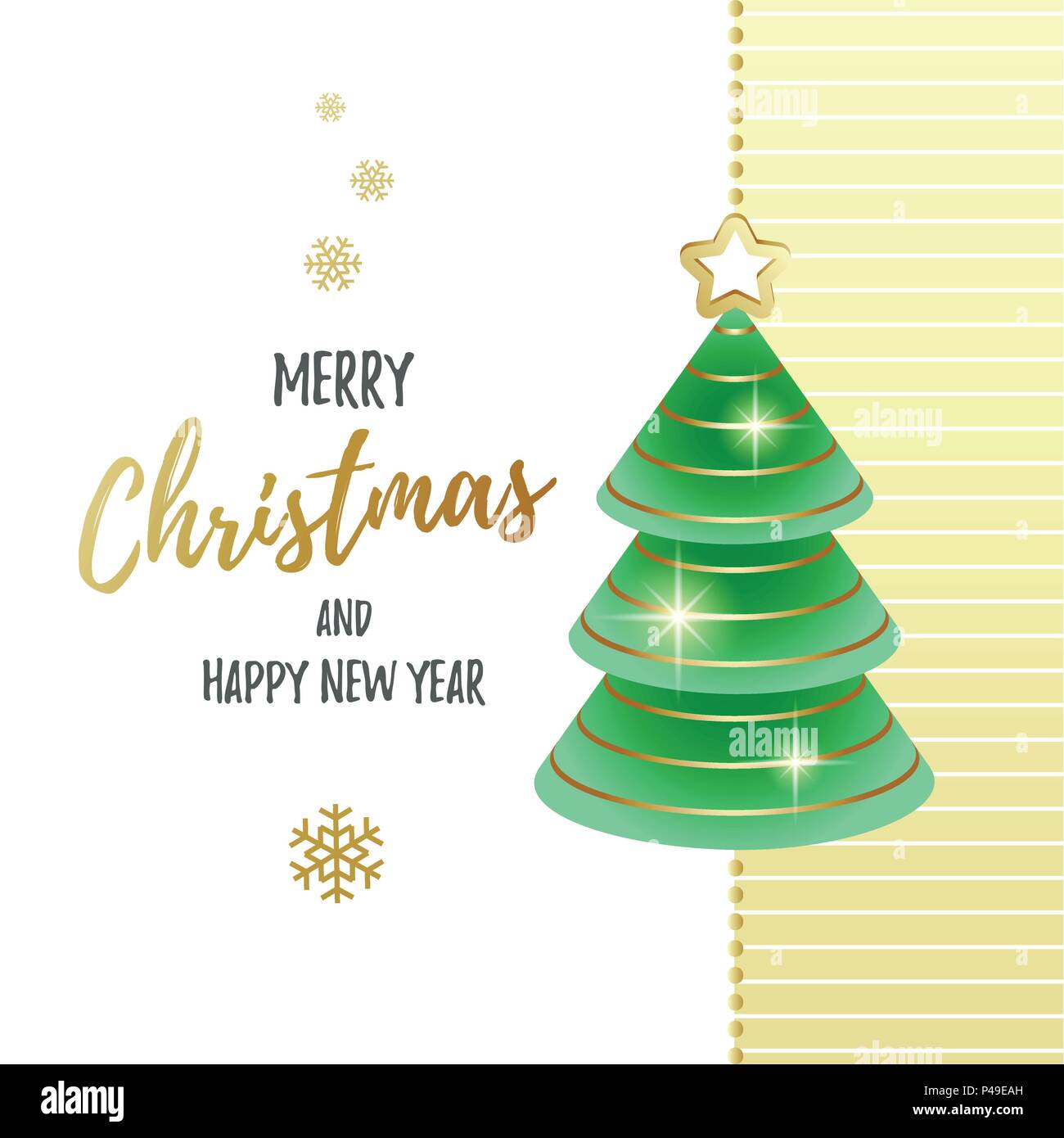 Buon Natale e Felice Anno Nuovo. Biglietto di auguri con abstract albero di Natale. Illustrazione Vettoriale. Illustrazione Vettoriale