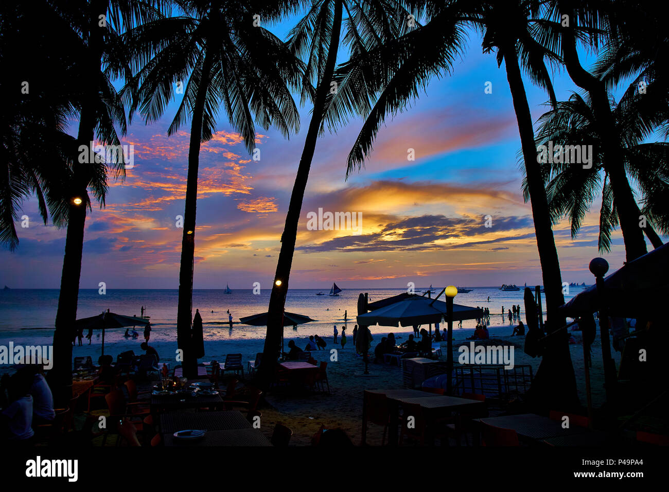 Il Boracay spiaggia di sabbia bianca Foto Stock