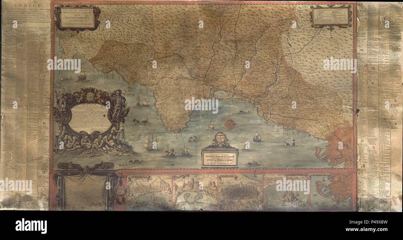 MAPA DEL REINO DE VALENCIA- 1693. Posizione: CATEDRAL-interno, Spagna. Foto Stock