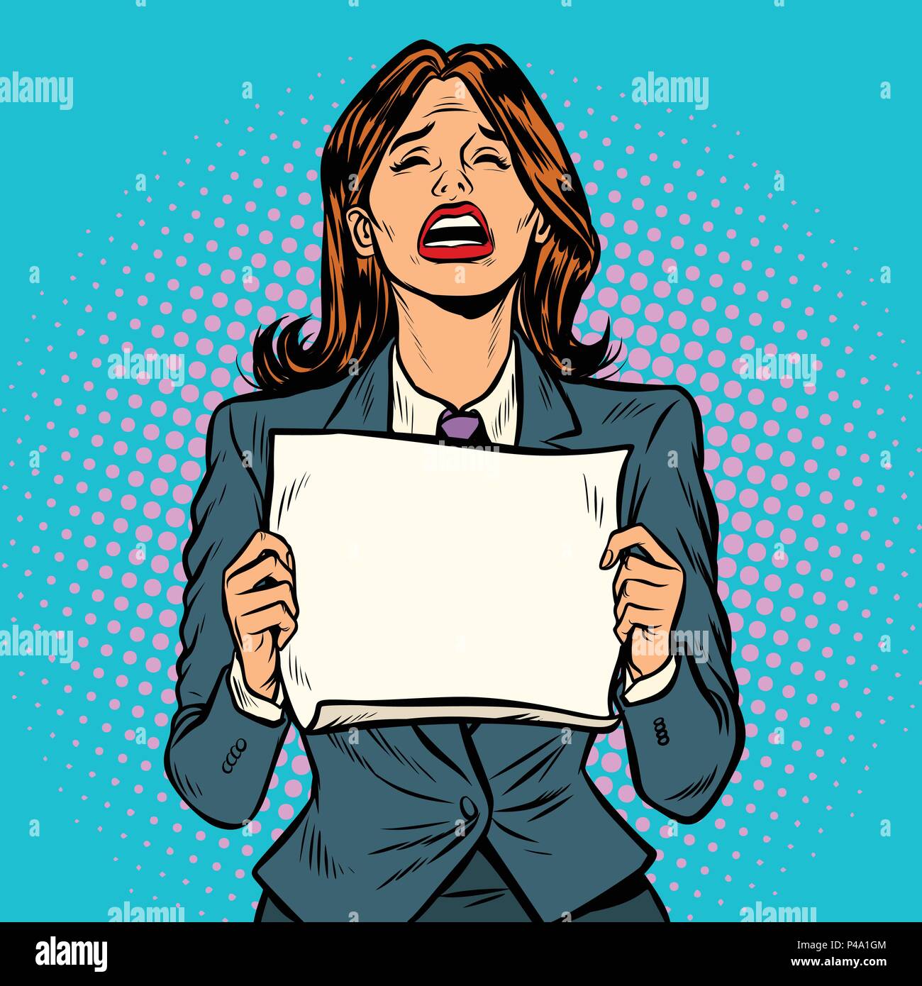 Donna che piange Blank Board Illustrazione Vettoriale