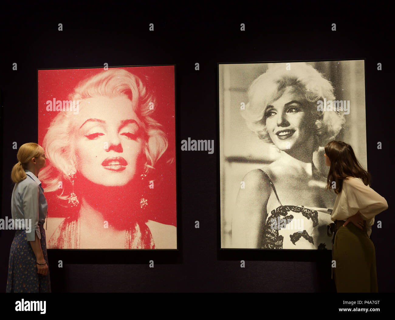 Londra, UK, 21 giugno 2018,Bonhams Stampe & Multipli Foto chiamata RUSSELL GIOVANI (British, nato 1960) Marilyn Monroe Portrait - raggiungere e toccare con mano la fede stimato a £ 15.000 - 20.000 anche Marilyn desiderio stimato a £ 8.000 - 12.000 Credito: Keith Larby/Alamy Live News Foto Stock