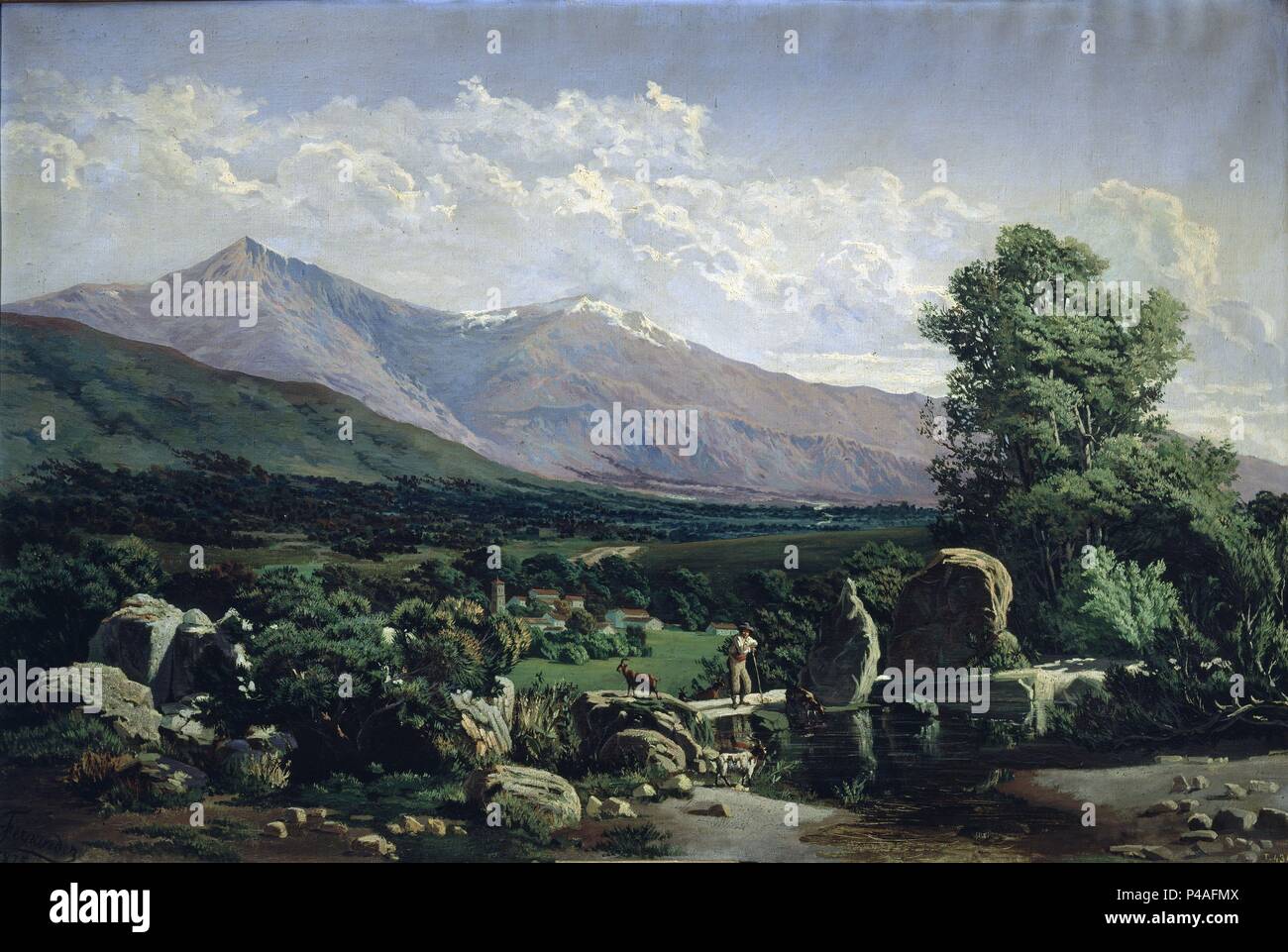 'Vista di Villalba (Madrid)", 1875, olio su tela, 100 x 149 cm, P03914. Autore: Francisco Fernández de la Oliva (1854-1893). Posizione: Facoltà medica, MADRID, Spagna. Foto Stock