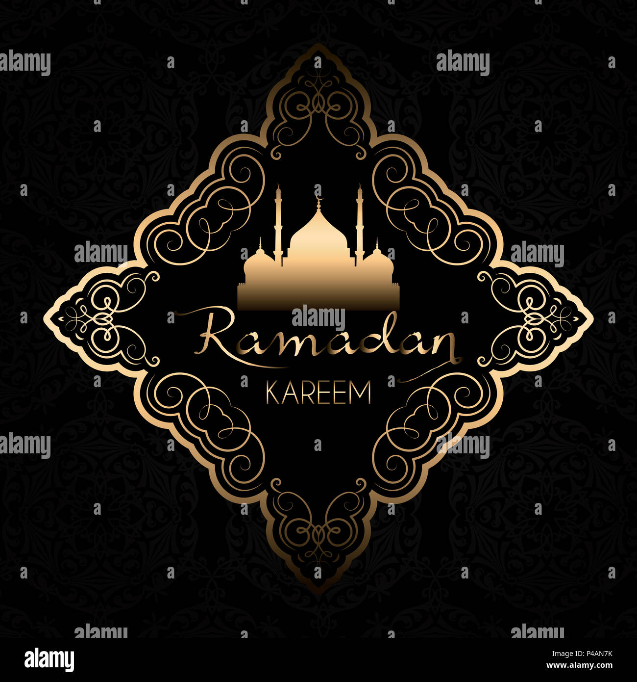 Il Ramadan Kareem sfondo con elegante oro e design di colore nero Foto Stock
