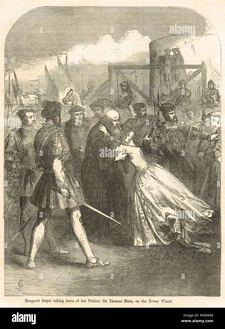 Margaret Roper congedo di suo padre, Sir Thomas More, Torre Wharf, alla sua esecuzione 6 Luglio 1535 Foto Stock