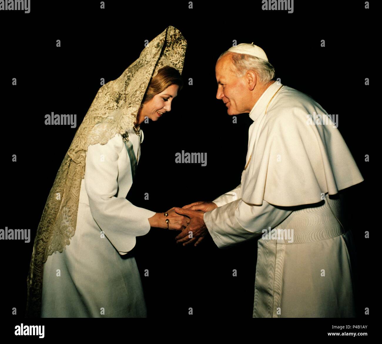 Giovanni Paolo II e la regina Sofia di Spagna. Madrid, Museo Reina Sofia. Foto Stock