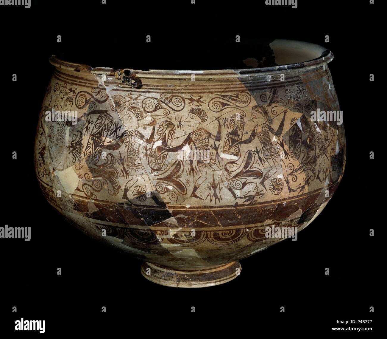 CERAMICA IBERICA - VASO DE LOS GUERREROS PROCEDENTE DEL POBLADO DE SAN MIGUEL DE LIRIA. Posizione: Museo de Prehistoria y archeologia, Spagna. Foto Stock