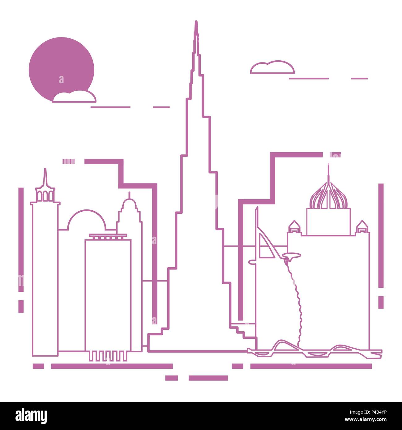 Edificio e grattacieli. La vista della citta'. Architettura. Viaggi e tempo libero. Illustrazione Vettoriale