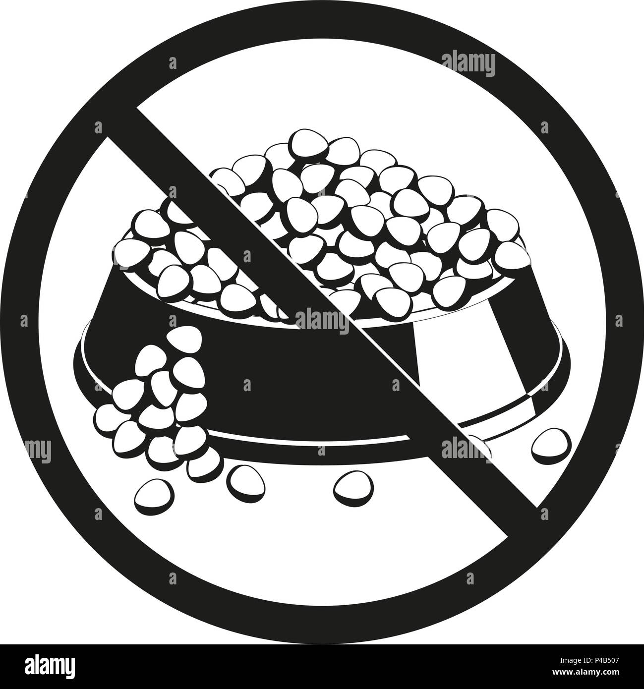 Il Pet suralimentation pericolo silhouette segno. Illustrazione Vettoriale