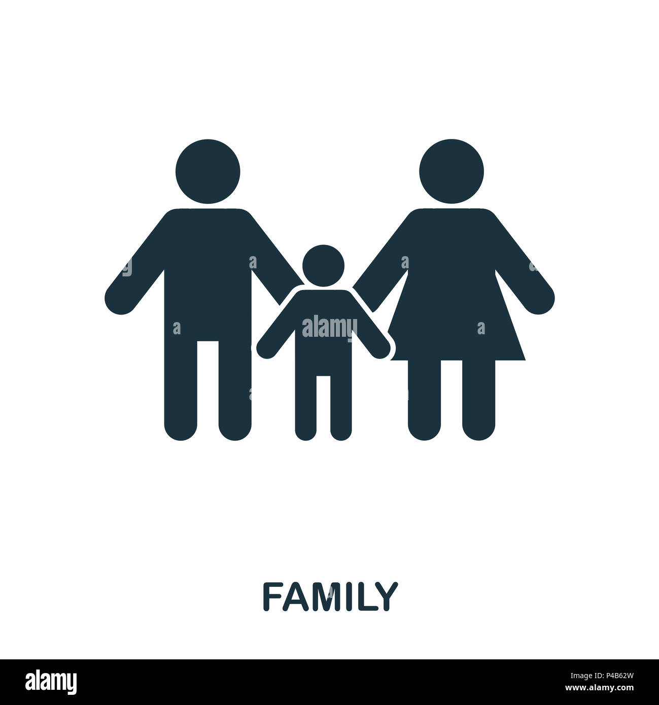 Una icona di famiglia. Mobile Apps, la stampa e l'utilizzo di più. Semplice elemento cantare. Monocromatico una famiglia icona illustrazione. Foto Stock