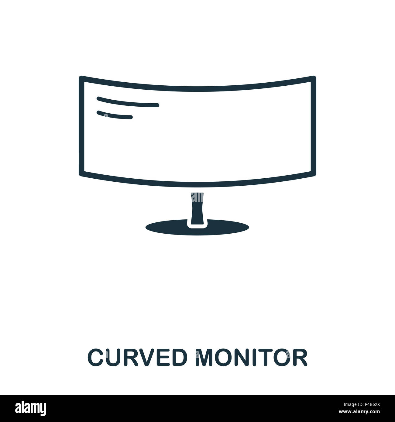 Monitor curvo icona. Linea di icona di stile design. UI. Illustrazione della curva icona monitor. Pittogramma isolato su bianco. Pronto per l'uso nella progettazione web, applicazioni software, stampa. Foto Stock