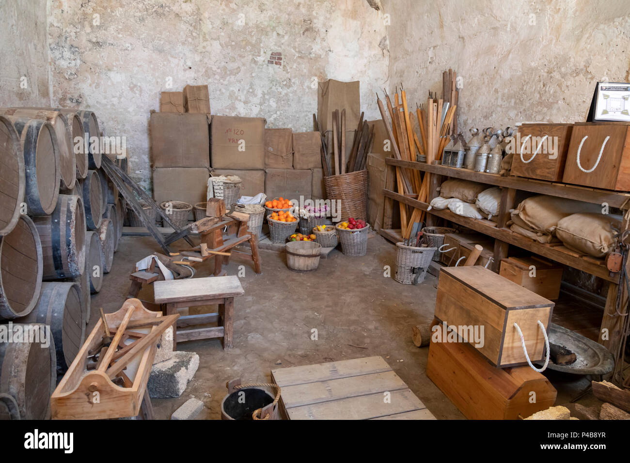 Sant'Agostino, Florida - camera di stoccaggio al Castillo de San Marcos. La spagnolo costruito il fort, ora un monumento nazionale, nel tardo XVII secolo. Esso w Foto Stock