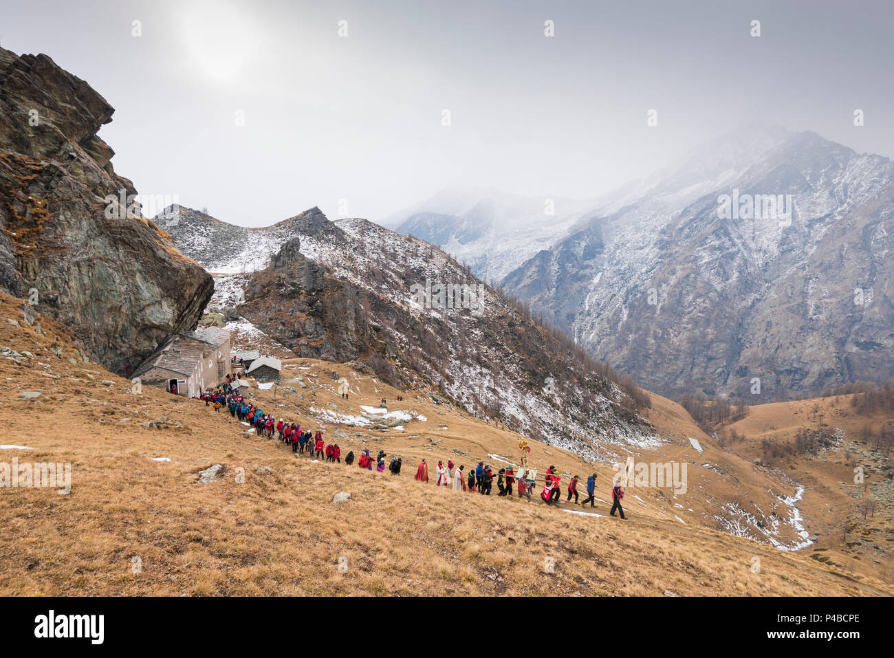 Celebrazione di San Besso, Valle Soana, il Parco Nazionale del Gran Paradiso, Piemonte, Provincia di Torino, Alpi Italiane, Italia Foto Stock