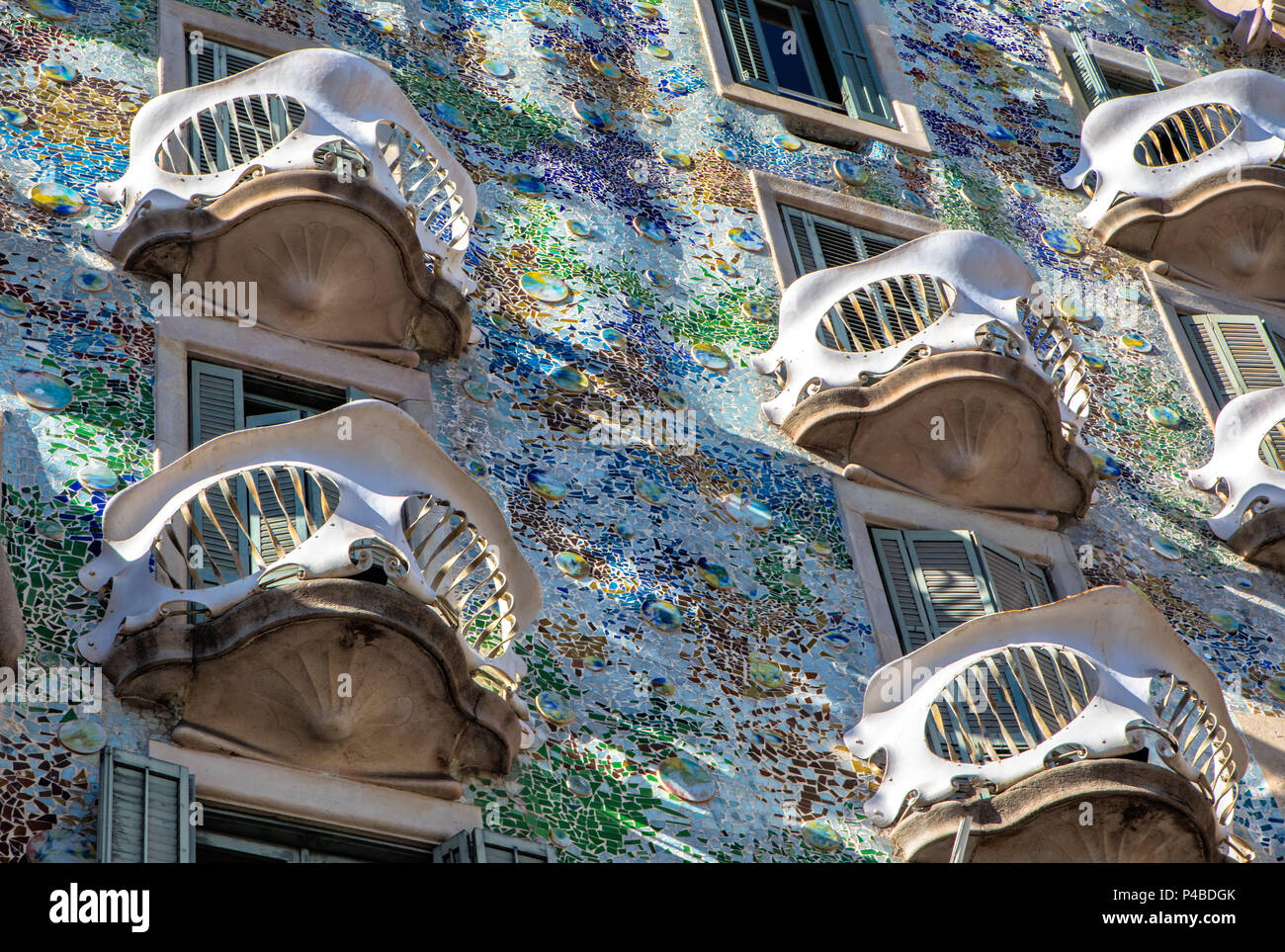 La città di Barcellona, Casa Batllo (Casa Batllo), architetto Gaudì, Spagna Foto Stock