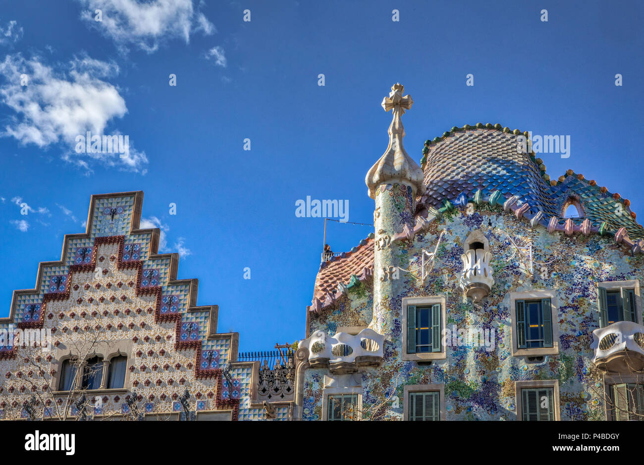 La città di Barcellona, Casa Batllo (Casa Batllo), architetto Gaudì, Spagna Foto Stock