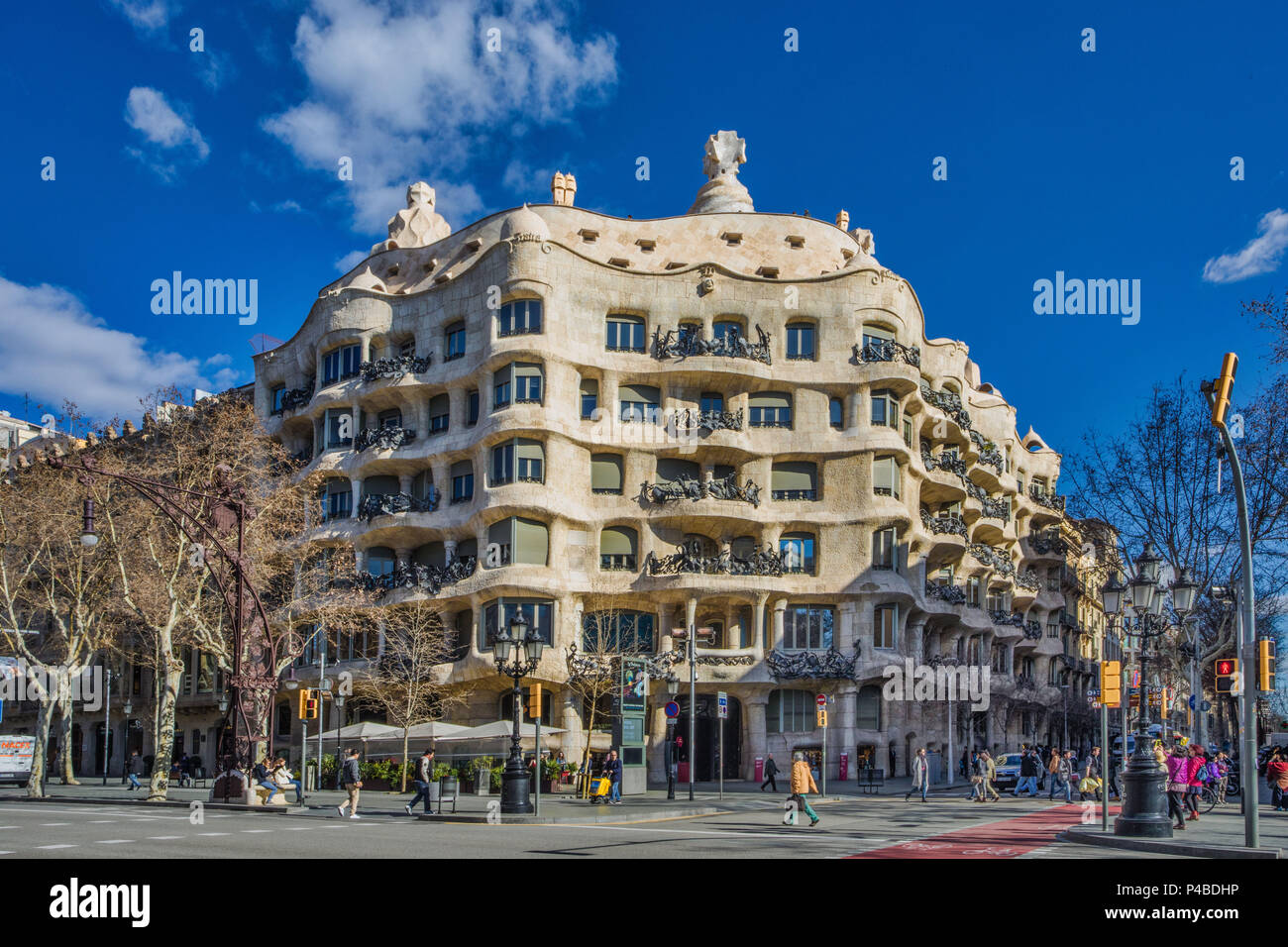 La città di Barcellona, architetto Gaudì, Mila Casa (La Pedrera), Spagna Foto Stock