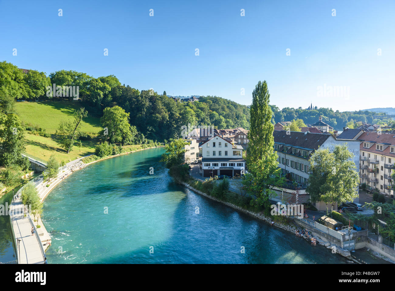 Berna vecchio centro della città con il fiume Aare - Vista del ponte - Capitale della Svizzera Foto Stock