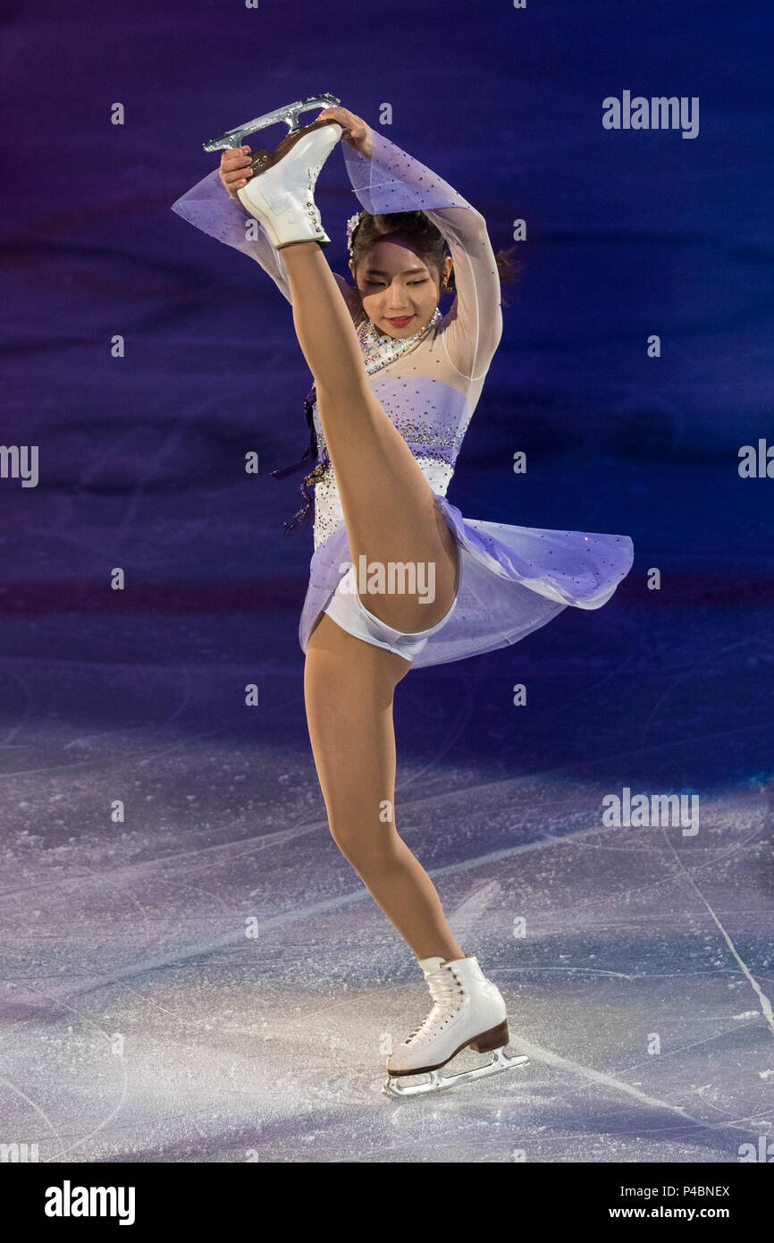 Dabin Cho (KOR) effettuando al Pattinaggio di Figura mostra di Gala presso i Giochi Olimpici Invernali PyeongChang 2018 Foto Stock