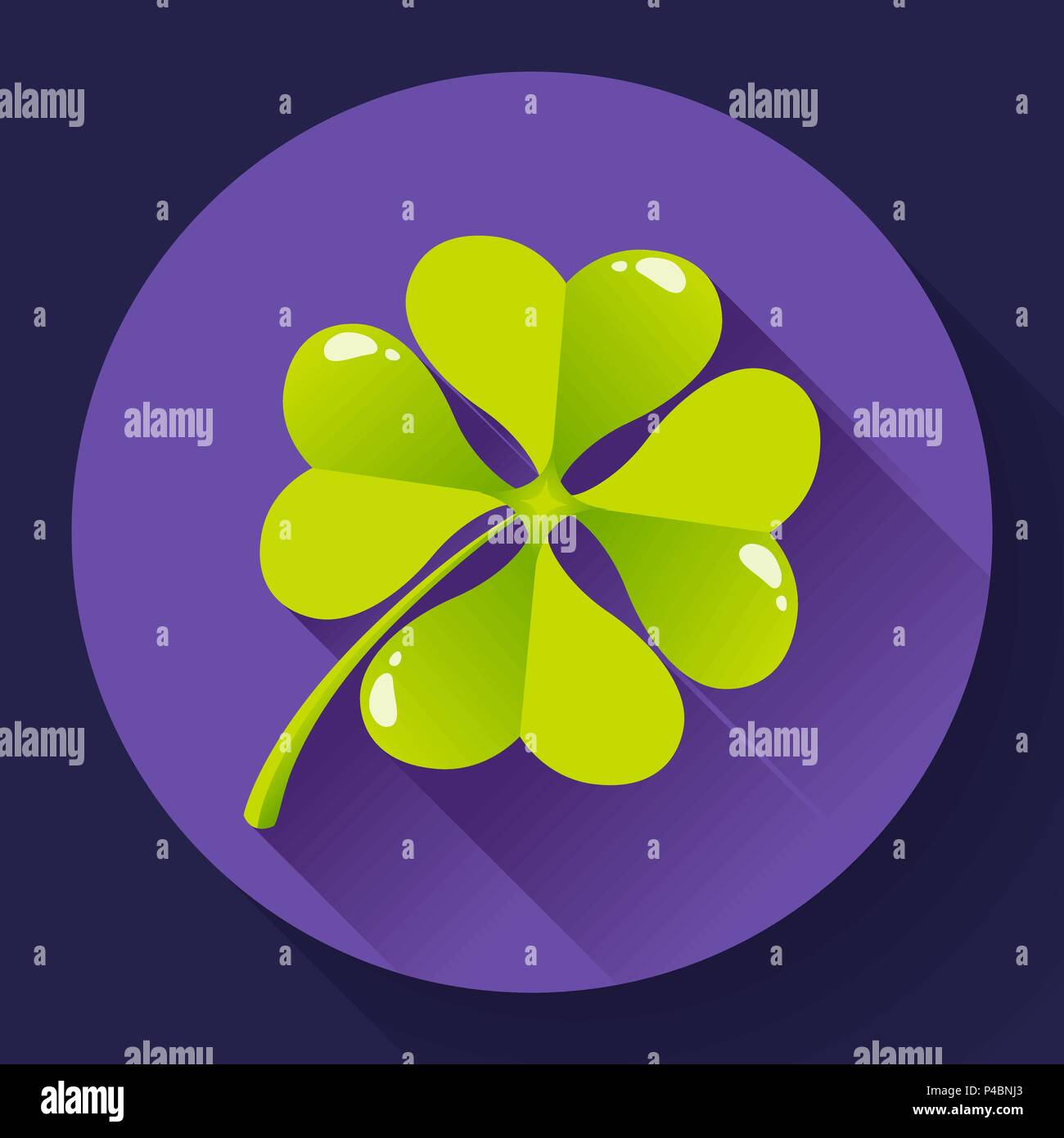 Quattro-foglia di trifoglio quatrefoil icona. Design piatto style Illustrazione Vettoriale