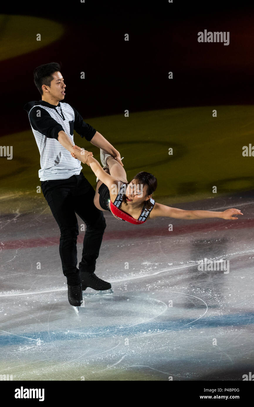 Kim Kyueun/Kam Alex Kang Chan (KOR) effettuando al Pattinaggio di Figura mostra di Gala presso i Giochi Olimpici Invernali PyeongChang 2018 Foto Stock