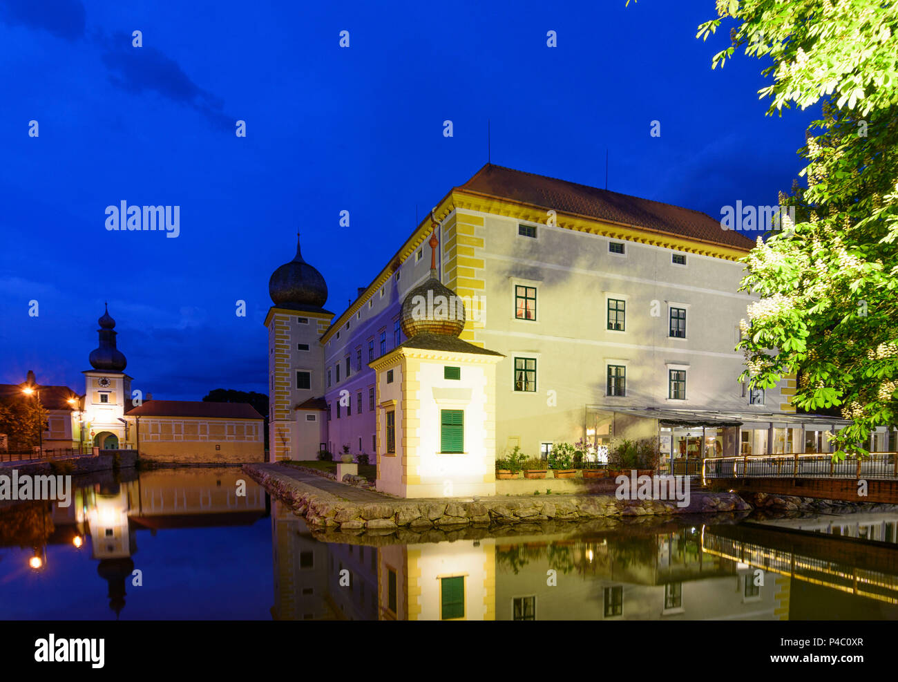 Kottingbrunn, Wasserschloss (moated il castello), Wienerwald, boschi di Vienna, Austria Inferiore, Austria Foto Stock