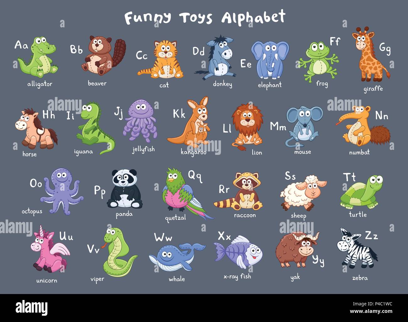 Cartoon alfabeto animali Illustrazione Vettoriale