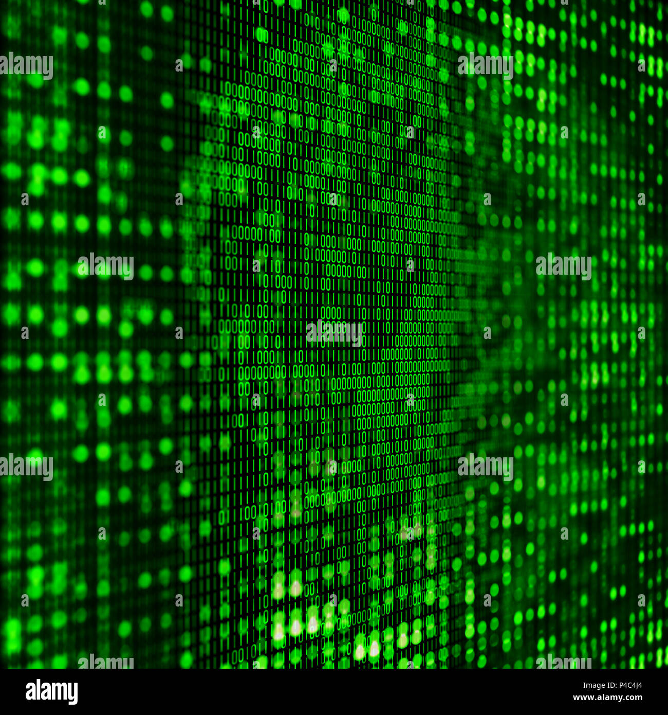 Programmazione 3D sfondo con abstract codice binario Foto Stock