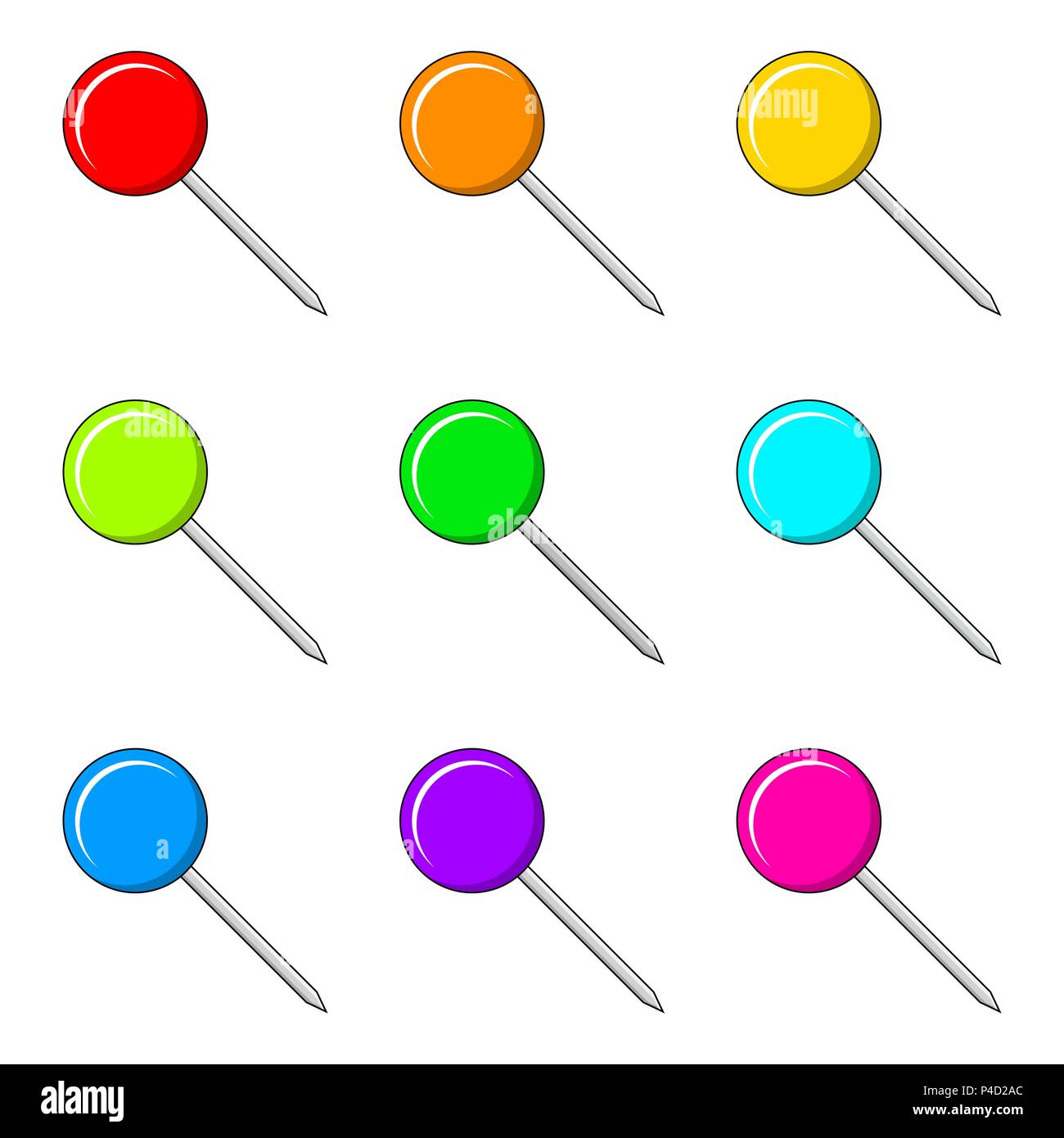 Pin rotondo office design vettore isolato su bianco Illustrazione Vettoriale