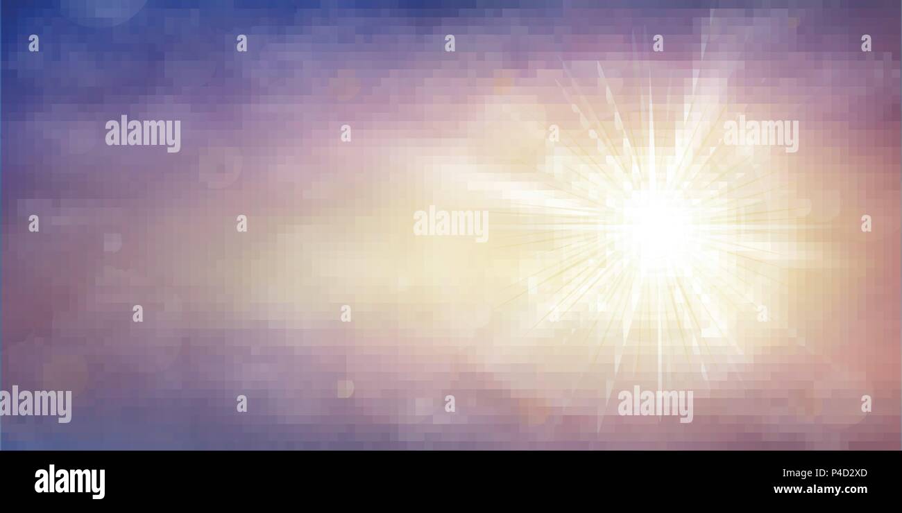 Sun burst sul tramonto con le nuvole in cielo al crepuscolo sfondo. Illustrazione eps vettoriali10 Illustrazione Vettoriale