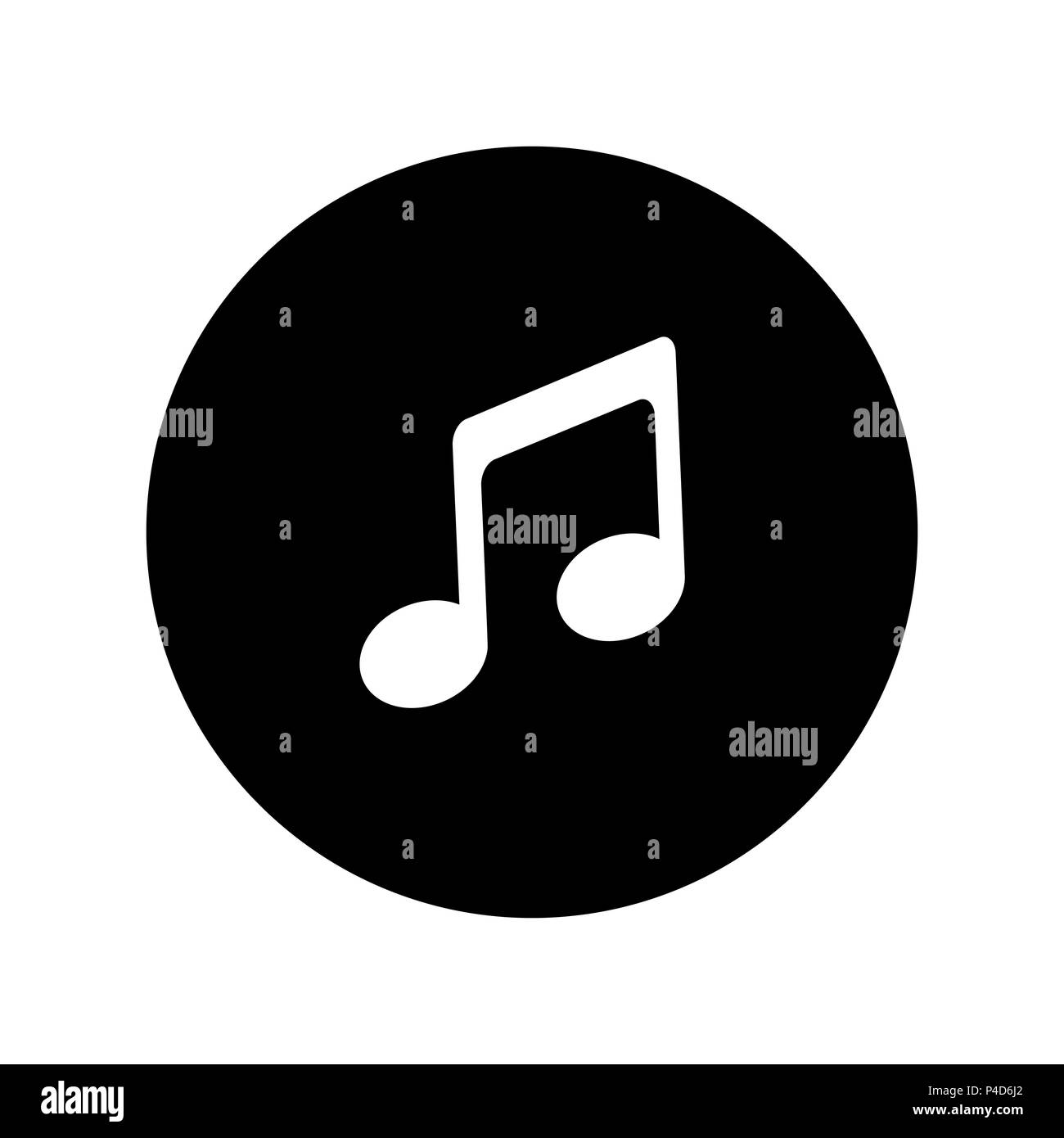 Icona Musica in cerchio nero. Nota musicale di icona Illustrazione Vettoriale