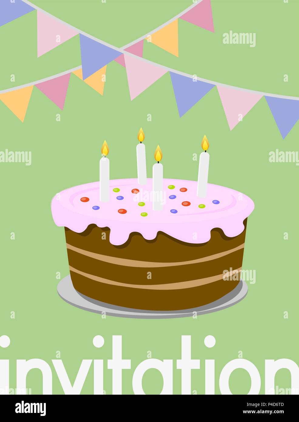 Buon Compleanno Biglietto Di Auguri Con Torta Di Compleanno Illustrazione Immagine E Vettoriale Alamy