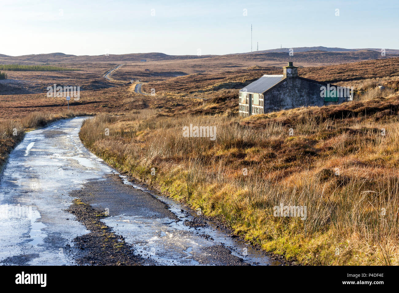 Vecchio Sheiling sulla strada Achmore, isola di Lewis, Western Isles, Ebridi Esterne, Scotland, Regno Unito Foto Stock