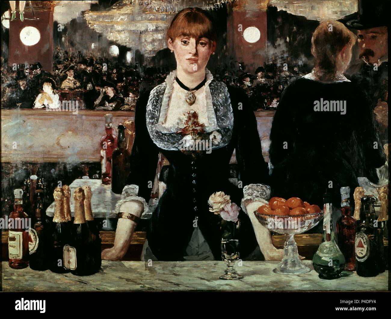 Un bar alle Folies-Bergere - 1881/82 - 95,2x129,5 cm - Olio su tela. Autore: Edouard Manet (1832-1883). Posizione: Courtauld Institute of Art di Londra, Inghilterra. Noto anche come: LA BARRA DEL FOLIES-BERGERE. Foto Stock