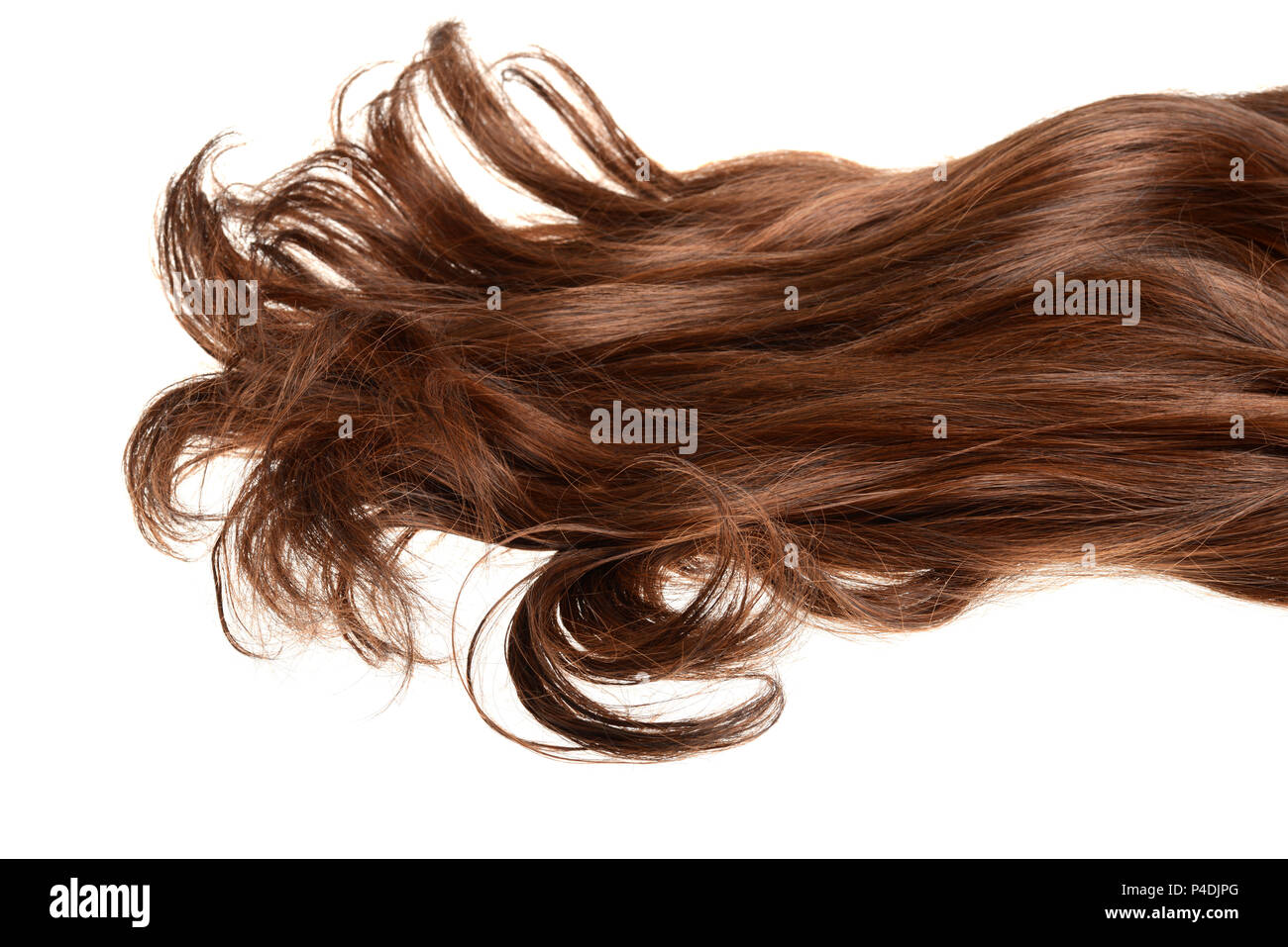 Lunga parentesi brunette marrone capelli isolato Foto Stock
