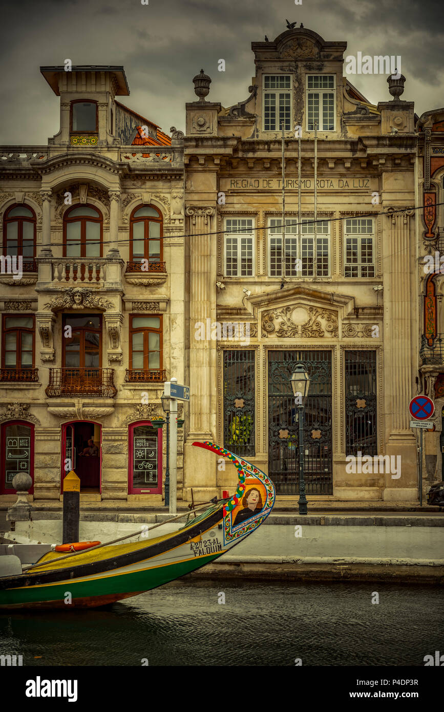 Europa, Portogallo Aveiro, Häuser, Fassade, Boot Foto Stock