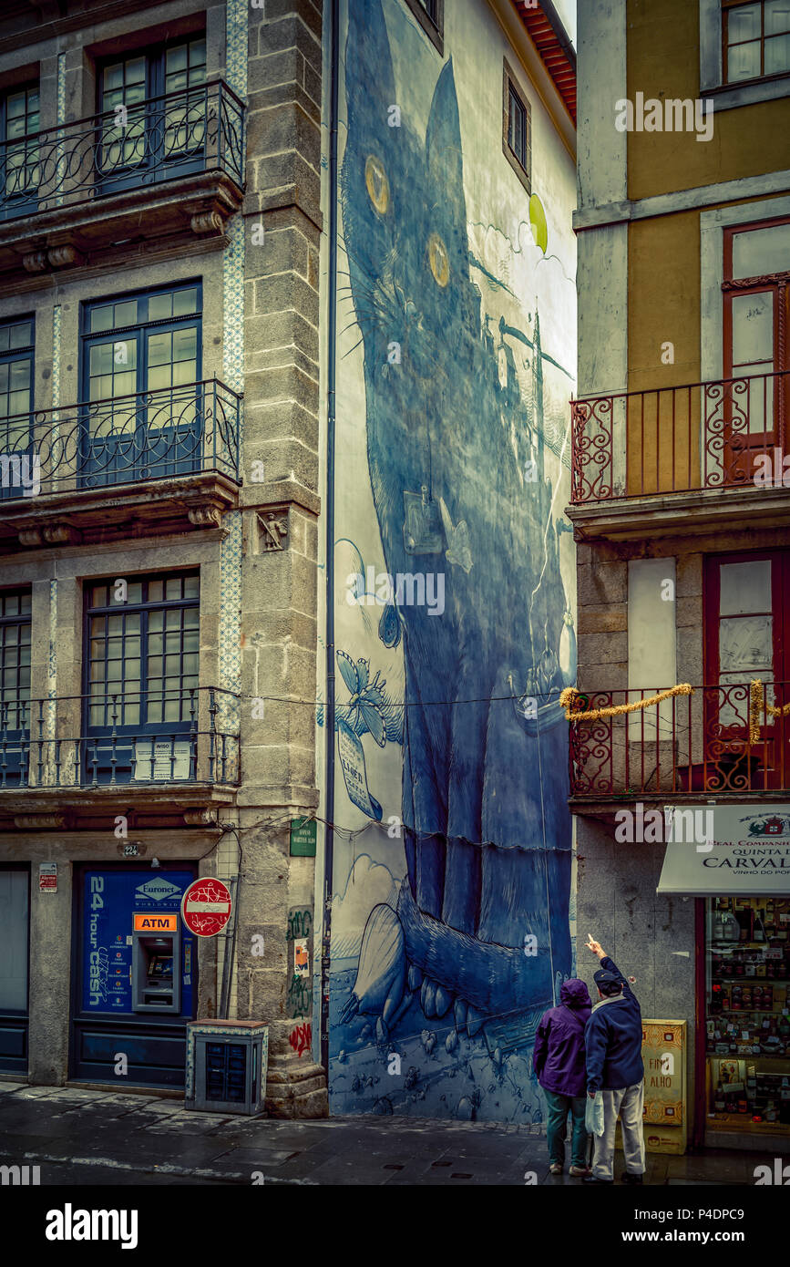 Europa, Portogallo, Porto, Altstadt, Fassade, Malerei Foto Stock