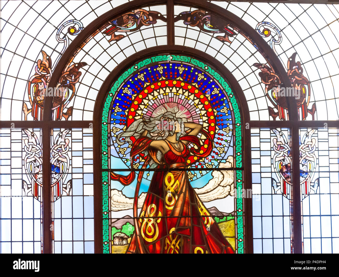 Vetrata colorata nel Bewley's Oriental Cafe (1840), Grafton Street, Dublino, Repubblica d'Irlanda Foto Stock